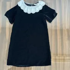 H&M ベルベット　レース襟 ワンピース 130