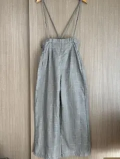 GLOBAL WORK チェック柄サロペット風ロングパンツ 160