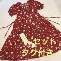 【試着のみ】PINK HOUSE ひなぎくプリントワンピース　ソックスセット