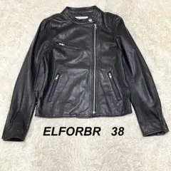【美品】ELFORBR ライダースレザージャケット ブラック 38