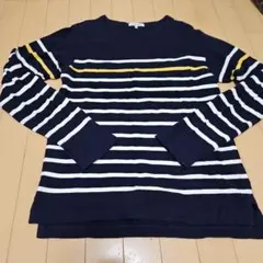 美品　GLOBAL WORK ボーダーカットソー ネイビー Sのサムネイル