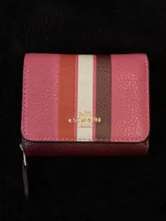 COACH ストライプレザー三つ折り財布