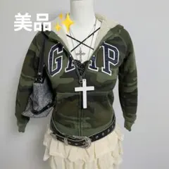 美品✨️ギャップ 迷彩　ビッグロゴ　パーカー y2k 平成 ギャル グランジ