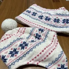 キッズ用 ノルディック柄 マフラー＆帽子セット