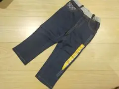 新幹線 デニム風 パンツ 長ズボン 80㎝ 刺繍 ドクターイエロー 乗り物