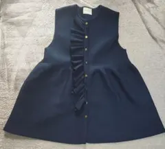 ★UNITED ARROWS ネイビーフリルペプラムベスト・ジレ★