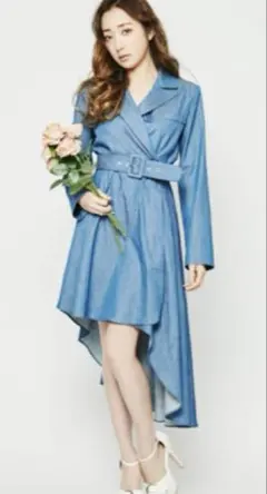 RESEXY デニム風ベルト付きワンピース Fサイズ