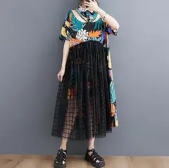 大きいサイズ レディース ワンピース　レース　肌見せ　春夏 秋 新品 半袖