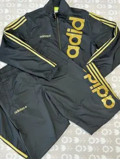 adidas ピステ・ウィンドブレーカー ブラック/ゴールド　上下セット　L