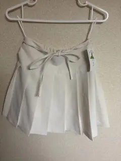ウエストリボン付き プリーツミニスカート ホワイトのサムネイル