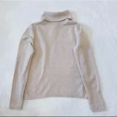 タートルネック　ニット 長袖 ウール100％ ベージュ S〜M相当　セーター