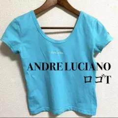 ANDRELUCIANO ロゴ T シャツ 青 ショート丈 半袖 ラウンドネックのサムネイル