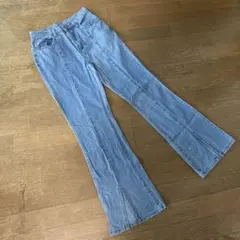 フロントスリット フレアデニムパンツ ライトブルーのサムネイル