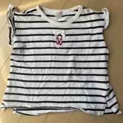 【訳あり】petit main 黒ストライプ バレエシューズ　Tシャツ