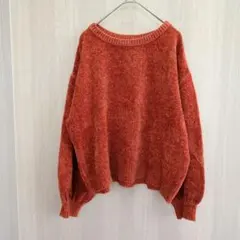 ジーユー トップス ニット セーター ボア ファー レッド M 秋冬