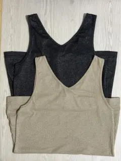 【美品・セット】AラインタンクトップLサイズ・黒＆ベージュのサムネイル