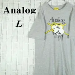 【レトロ古着】Tシャツ アナログ デカロゴ レトロ ドクロ 骸骨 グレー Lのサムネイル