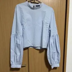 FOREVER21 シャツ　韓国風　水色　ライトブルー　ストライプのサムネイル