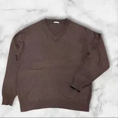 ​GU ジーユー Vネック ニット セーター ブラウン L ウール混　CC547