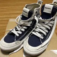 DIESEL ネイビー/ホワイト ハイカットスニーカー