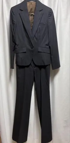 【P.S.F.A】ダークネイビー ストライプ テーラードスーツ 11号 股下長め