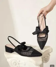 shein リボンパンプス　ミュール