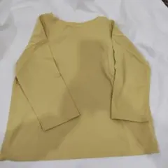 MUJI ボートネック七分袖Tシャツ イエロー