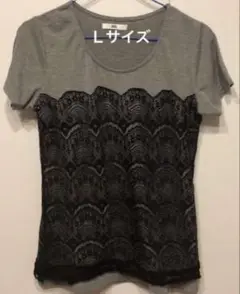 ブラックレースTシャツ　グレー　Ｌ