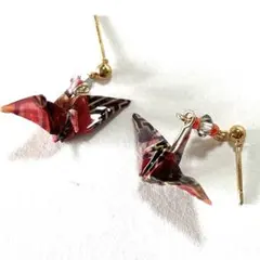 折り鶴ピアス13 ハンドメイド　折り紙