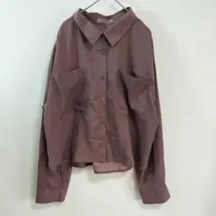 NICE CLAUP 長袖 シャツ フリーサイズ ブラウン オーバーシャツ