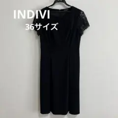 【未使用】INDIVI 半袖 ワンピース S ブラック セレモニー 冠婚葬祭