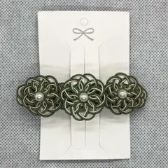 ハンドメイド【水引】バレッタ グリーン