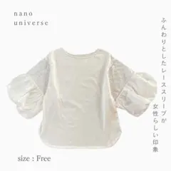 nano universe レーススリーブ Tシャツ 七分袖カットソー Free
