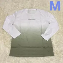 ✨新品✨グラデーション ロングTシャツ ロンT ホワイト×カーキ Mサイズ