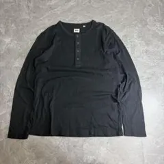 00s UNIQLO ヘンリーネック　ブラック　グランジ y2k フェード