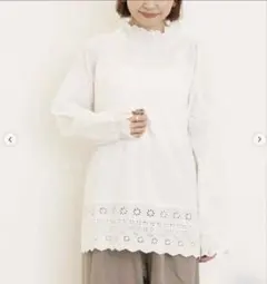 サマンサモスモス　スカラップレースブラウス 2枚セット　オフホワイト&ベージュ