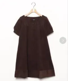 【CHILD WOMAN】ブラウンコーデュロイ半袖ワンピースのサムネイル