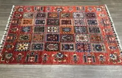 インド製 手織りギャッベ 中古・クリーニング済み 90×61cm 幾何学模様