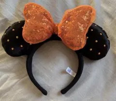 ディズニー　ミニーマウス　カチューシャ オレンジ　スパンコール
