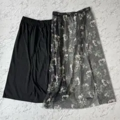 2way 花柄レース　レイヤード　ロングスカート　キレイめ　フェミニン　重ね着のサムネイル