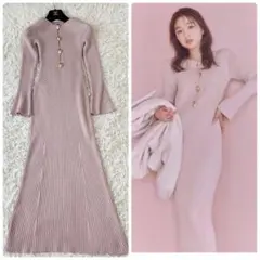 24AW SNIDEL スナイデル デザインフロントボタンニットワンピース