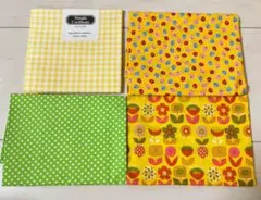 綿プリント 黄色  カットクロス  生地  布  はぎれ  ハンドメイド