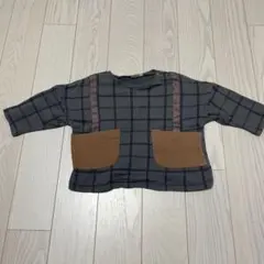 チェック柄ポケット付き長袖カットソー