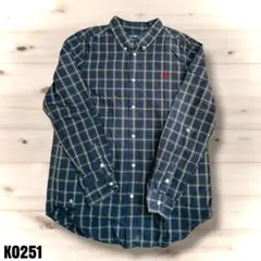 ラルフローレン ネイビー チェック柄 ボタンダウンシャツ XL K0251
