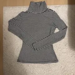 タートルネック長袖Tシャツ ストライプ　34サイズ　美品