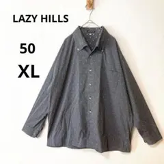 LAZY HILLS 50 XL ストライプ　ドット　ボタンダウンシャツ　長袖