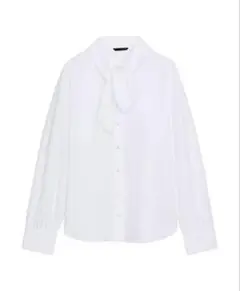 タグ付新品　ZARA リボン付きポプリンシャツ 品番 7969/237