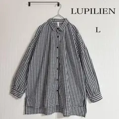 ✧̣̥̇LUPILIENルピリアンブラウス チェックシャツ ちび襟 コットンナチュラルのサムネイル