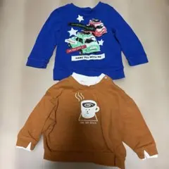 キッズ トレーナー 2枚セット 車柄 コーヒー柄　まとめ売り