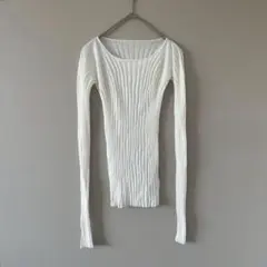 デプレ［S］美品◎大人ナチュラル◎なめらかタッチ◎美ボディ◎リブ編みタイトニットのサムネイル